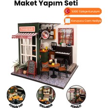 Minyaturia LED Işıklı Minyatür Kafe Maketi – Ahşap Kendin Yap Hobi Seti | Minyatür Ev Yapma Kiti - Kendin Yap