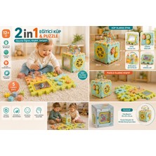 Mery Toys Merytoysdolu 2’si 1 Arada Eğitici Aktivite Küpü Puzzle 25 cm | 12 Ay+ Bebek Zeka ve Motor Gelişim Oyuncağ