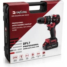 Daflong Dfl7 Profesyonel 21V Akülü Darbeli Matkap Seti 10 mm Şarjlı Vidalama Makinesi Taşıma Çantalı Aksesuar Setli