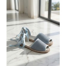 Futsi Shoes Peony Modern Bilekten Bağlama Mavi Hakiki Deri Kadın Espadril