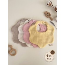 Boho Piccolo 4’lü Çiçek 8 Katlı %100 Pamuk Müslin Bebek Önlüğü Yakalık Salya Önlüğü