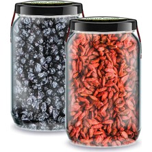 Zencefil Organik Bi Kavanoz Goji Berry + Bi Kavanoz Blueberry Blue Berry 660 Cc'lik 2 Adet Cam Kavan