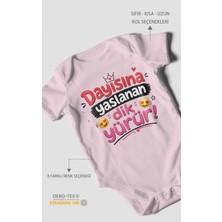 Morivo Kids Dayısına Yaslanan Dik Yürür Kısa Kollu Bebek Body %100 Pamuk