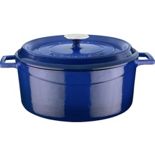 AyrStore Lava Döküm Yuvarlak Tencere, Trendy, 28 Cm, 6.71 L Hacim, Mavi