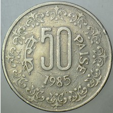 Banknoting Hindistan 50 Paıse 1985.
