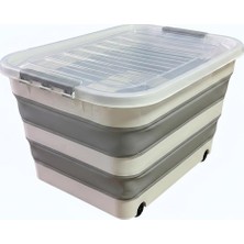 Tekerlekli Katlanabilir Saklama Kutusu, Kilitli Kapaklı, 30L ve 65L Seçeneği, Çok Amaçlı Organ