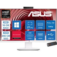 Asus Expertcenter V600 Aio (VM670GA) Amd Ryzen™aı 7 445 Upto 4.6ghz 16GB Ddr5 256GB SSD Amd Radeon™ 840M 27"fhd 300NITS Srgb: 100% WIN11PRO Allınone Bilgisayar VM670GA350P01+ZETTAUSBBELLEK
