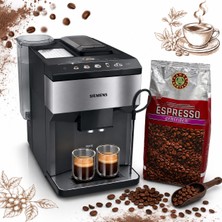 Siemens Tam Otomatik Kahve ve Espresso Makinesi - Paslanmaz Çelik Detay, Tek (2 kg Kahve Hediyeli) Dokunuşla Içecek Seçimi, Çift Fincan Hazırlama, Güçlü Aroma Ayarı, Süt Köpürtücü