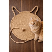 Naspar %100 Organik Jüt Ip Kedi Tırmalama Matı - Doğal Örme Kedi Yatağı Oval 35X60 cm