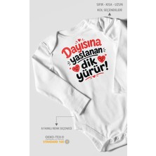 Morivo Kids Dayısına Yaslanan Dik Yürür Uzun Kollu Çıtçıtlı Bebek Body