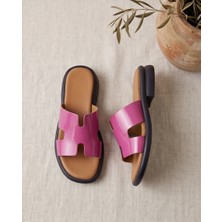 Futsi Shoes Noemıe Pembe Minimal H Kesim Hakiki Deri Rahat Günlük Kadın Terlik