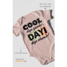 Morivo Kids Cool Diye Yazılır Dayı Diye Okunur Kısa Kollu Bebek Body %100 Pamuk