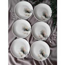 Yiğit Seramik Züccaciye Nilüfer Modeli Rölyefli 6 Parça/kişi Modern Pasta Tabağı