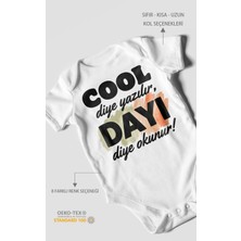 Morivo Kids Cool Diye Yazılır Dayı Diye Okunur Kısa Kollu Bebek Body %100 Pamuk