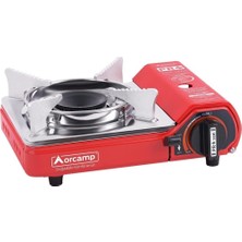 AyrStore Tekli Mini Portatif Ocak Gaz Stop Emniyetli/kırmızı (Çanta Hediyeli)