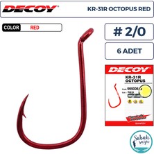 Decoy KR-31R Octopus Delikli Olta Iğnesi Kırmızı #2/0 (6 Adet)