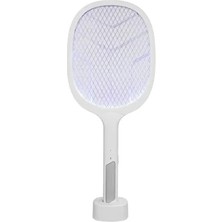 Byanes Beyaz-Gri, 3000V, Raket Tipi, Uv Mor Işıklı, 1200MAH, Bataryalı, Şarj Edilebilir, Sinek Öldürücü