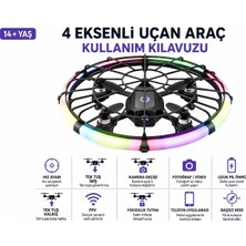 Atlt Atlantis M18 Ufo Dron 4 Eksenli Uçan Araç Daire Renkli Işıklı 2.4 Ghz Uzaktan Kumanda Uygulama Ile Kontrol Kameralı Engel Algılama Çarpmaya Dayanıklı 460 Derece Dönüş Tek Tuş Iniş Kalkış Başsız Mod Fpv Görüntü