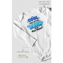 Morivo Kids Cool Diye Yazılır Dayım Diye Okunur Uzun Kollu Çıtçıtlı Bebek Body