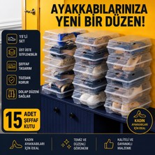 Nex10 15’li Şeffaf Ayakkabı Kutusu | Üst Üste Istiflenebilir | Toz Korumalı | Kadın Ayakkabı Düzenleyici