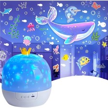 AyrStore Coverzone Çocuk Odası Yıldız Projeksiyon Gece Lambası 3 LED Işık Modlu Gökyüzü Yansıtmal�