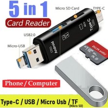 Gelecek Market (Gm)5 In 1 Kart Okuyucu Type C / USB 2.0 / Mikro USB / Micro Sd (Tf) Otg Dönüştürücü