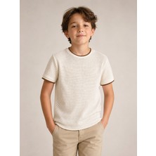 Ugly Duck 06-16 Yaş Erkek Çocuk Ajurlu Bej Triko T-Shirt - Bej