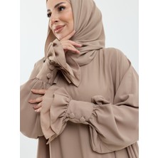 Kadeem Giyim Meryem Şal Hediyeli Dubai Abaya Bej- 1016