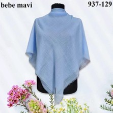Soft İpek Soft Ipek Düz Renk Flamlı Pamuk Eşarp (Bebe Mavi) 937-129