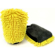TKÇ Araba Oto Yıkama Temizlik Eldiveni Süngeri Peluş Büyük Boy Çift Yüzeyli 22X19CM