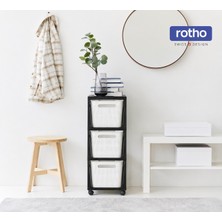 Rotho Brisen Tower Komodin 3X16L Beyaz-Siyah