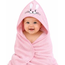 AyrStore %100 Pamuk Yenidoğan Bebek Kundak Nakışlı Banyo Havlusu Pembe