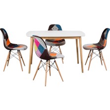 Tilia Kastra 4 Kişilik Masa Takımı (Lake Masa 140X80X75 + 4 Patchwork Sandalye)