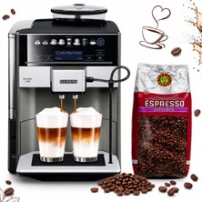 Siemens Tam Otomatik Espresso ve Kahve Makinesi (2 kg Kahve Hediyeli) - Sabah Grisi, Dokunmatik Içecek Seçimi, Entegre Süt Sistemi, Çift Fincan Hazırlama, Yoğun Aroma Ayarı