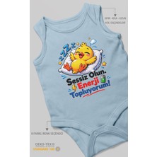 Morivo Kids Sessiz Olun, Enerji Topluyorum! Sıfır Kollu Bebek Zıbını %100 Pamuk