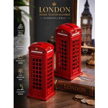 Wolawood İngiltere London İkonik Kırmızı Telefon Kulübesi, Biblo Kumbaralı Model, Tamamı Metal Üretim Koleksiyon Serisi Özel Hediyelik Eşya Masaüstü Dekor [18~cm]