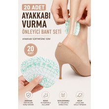 Yenilig 20 Adet Ayakkabı Vurma Önleyici Bant Seti | Topuk Koruyucu Jel Bant | Şeffaf Ayakkabı Vurmasını Önleyici Ped | Su Geçirmez | Güçlü Yapışkanlı