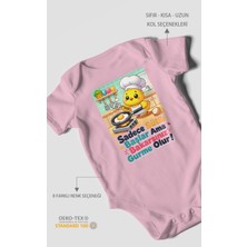 Morivo Kids Sadece Sütle Başlar Yazılı Kısa Kollu Bebek Body %100 Pamuk