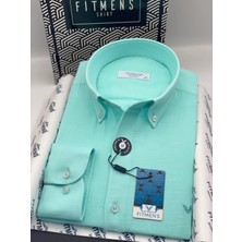 Fitmens Slim Fit Uzun Kol Müslin Pamuk Rahat Nefes Alabilen Kumaştan Yaka Düğmeli Hediye Kutulu Erkek Gömlek FS-004202 - Mint