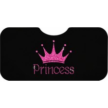 Oem "princess" Yazılı Pembe Taçlı Siyah Katlanabilir Ön Cam Güneşliği