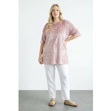 Stil Diva Yırtmaçlı Yumoş Kumaş T-Shirt