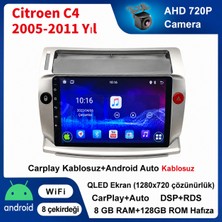 Conio Citroen C4 2005-2010 Yıl Uyumlu 8GB Ram 128GB Rom Hafıza Android Kablosuz Carplay Navigasyon Multimedya 9 Inç Ekran Hediye Görüş Kamerası Hediye Çerçevesi