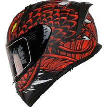 Mts M-801 Snake Full Face Güneş Vizörlü Kask - Draglax Red - Motodede