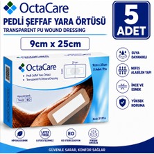 Octacare Su Geçirmez Pedli Şeffaf Pu Film Steril Yara Örtüsü 9 cm × 25 cm (5 Adet)