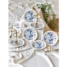 Yiğit Seramik Züccaciye Blue Kitchen Gold Yaldızlı 6 Kişilik 12 Parça Lüks Çay Seti