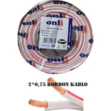 Onli 2x0.75 mm Kordon Hoparlör Kablosu 100 Metre Cca Kırmızı Beyaz Şeritli