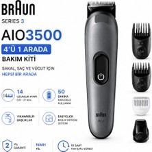 Braun Hepsi Bir Arada Series 3, 4’ü 1 Arada Tıraş Kiti, Keskin Bıçak, 14 Uzunluk, AIO3500