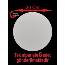 Asude Hediyelik 6 Adet 20X20 cm Desensiz Yuvarlak Beyaz Ahşap Mdf Pasta Altlığı Supla-Beyaz