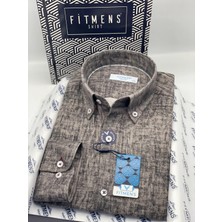 Fitmens Slim Fit Uzun Kol Müslin Dijital Baskılı Hediye Kutulu Erkek Gömlek FS-004599 - Antrasit