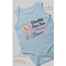 Morivo Kids Güzellik Başa Bela Ablamdan Biliyorum Sıfır Kol Bebek Zıbını %100 Pamuk
